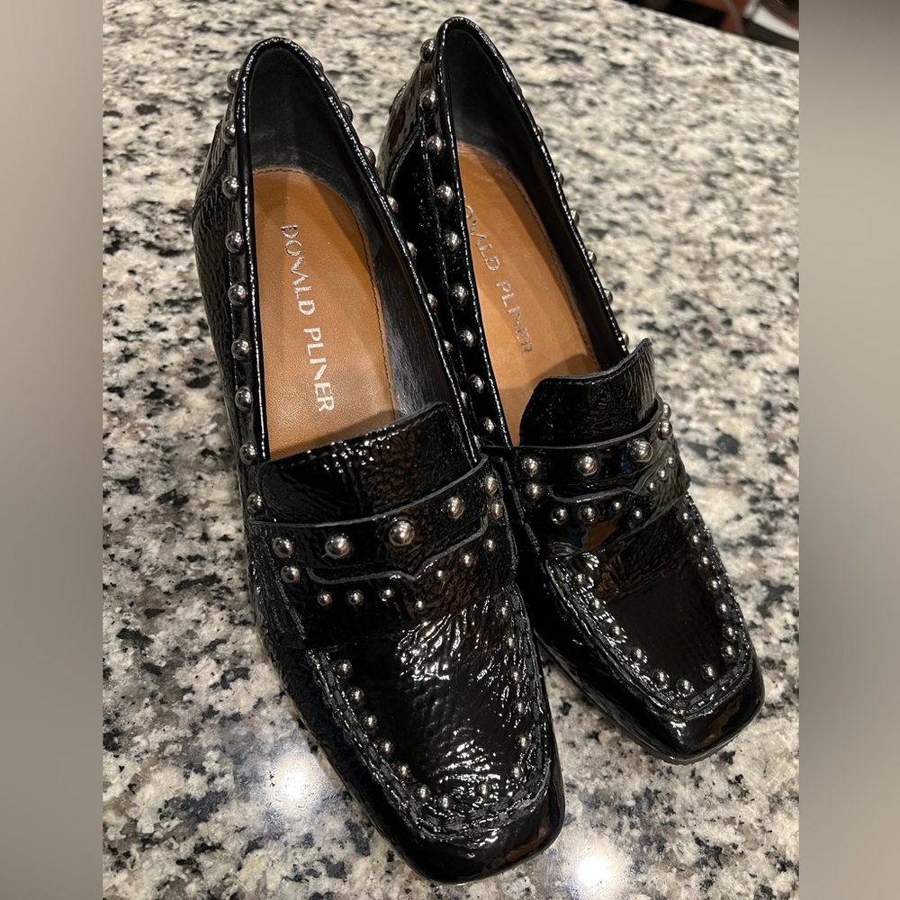 Donald J. Pliner Black Studded Loafers - Picture 2 of 7
